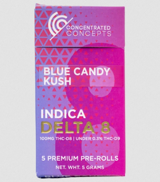 Blue Candy Kush Delta 8 infused Pre Rolls(5-Pack)